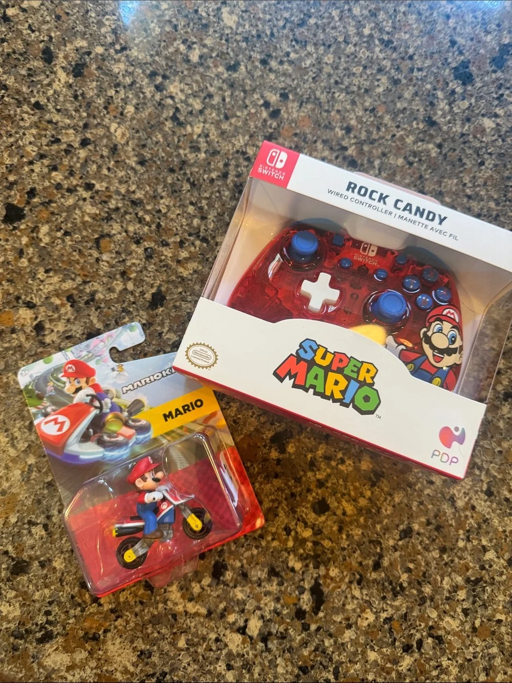 Rock & Candy Super Mario Wired Controller - Transparent Red with Blue Accents